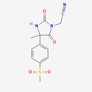molecular formula C13H13N3O4S B2920618 2-[4-(4-Methanesulfonylphenyl)-4-methyl-2,5-dioxoimidazolidin-1-yl]acetonitrile CAS No. 1197956-51-6