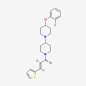 molecular formula C23H27FN2O2S B2920624 (E)-1-[4-[4-(2-Fluorophenoxy)piperidin-1-yl]piperidin-1-yl]-3-thiophen-2-ylprop-2-en-1-one CAS No. 1706486-98-7