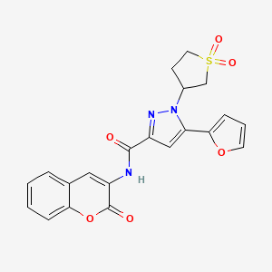 molecular formula C21H17N3O6S B2920637 1-(1,1-二氧化四氢噻吩-3-基)-5-(呋喃-2-基)-N-(2-氧代-2H-色满-3-基)-1H-吡唑-3-甲酰胺 CAS No. 1172068-60-8