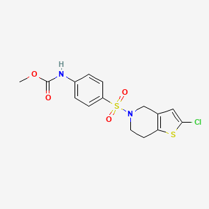 molecular formula C15H15ClN2O4S2 B2920641 methyl (4-((2-chloro-6,7-dihydrothieno[3,2-c]pyridin-5(4H)-yl)sulfonyl)phenyl)carbamate CAS No. 2034609-16-8