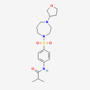 molecular formula C19H29N3O4S B2920642 N-(4-((4-(tetrahydrofuran-3-yl)-1,4-diazepan-1-yl)sulfonyl)phenyl)isobutyramide CAS No. 2310017-65-1