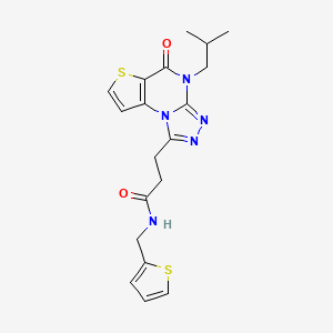 molecular formula C19H21N5O2S2 B2920646 3-(4-isobutyl-5-oxo-4,5-dihydrothieno[2,3-e][1,2,4]triazolo[4,3-a]pyrimidin-1-yl)-N-(thiophen-2-ylmethyl)propanamide CAS No. 1223798-12-6