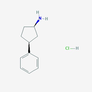 molecular formula C11H16ClN B2920650 rac-(1R,3S)-3-苯基环戊-1-胺盐酸盐，顺式 CAS No. 1909294-07-0