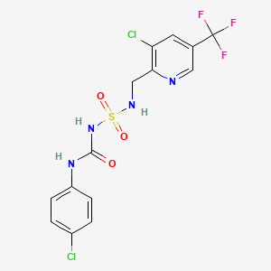 molecular formula C14H11Cl2F3N4O3S B2920658 3-({[3-Chloro-5-(trifluoromethyl)pyridin-2-yl]methyl}sulfamoyl)-1-(4-chlorophenyl)urea CAS No. 2085690-45-3