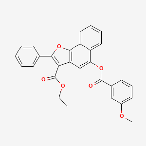 molecular formula C29H22O6 B2920659 Ethyl 5-((3-methoxybenzoyl)oxy)-2-phenylnaphtho[1,2-b]furan-3-carboxylate CAS No. 321968-28-9