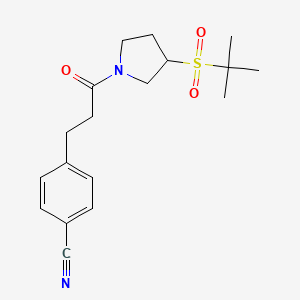 molecular formula C18H24N2O3S B2920678 4-(3-(3-(叔丁基磺酰基)吡咯烷-1-基)-3-氧代丙基)苯甲腈 CAS No. 1797073-21-2