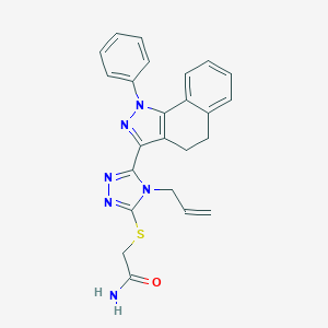 molecular formula C24H22N6OS B292068 2-{[4-allyl-5-(1-phenyl-4,5-dihydro-1H-benzo[g]indazol-3-yl)-4H-1,2,4-triazol-3-yl]sulfanyl}acetamide 