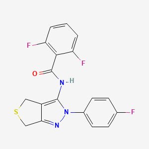 molecular formula C18H12F3N3OS B2920681 2,6-difluoro-N-[2-(4-fluorophenyl)-4,6-dihydrothieno[3,4-c]pyrazol-3-yl]benzamide CAS No. 450343-12-1