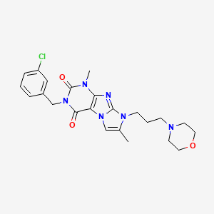 molecular formula C23H27ClN6O3 B2920684 3-(3-chlorobenzyl)-1,7-dimethyl-8-(3-morpholinopropyl)-1H-imidazo[2,1-f]purine-2,4(3H,8H)-dione CAS No. 927556-39-6