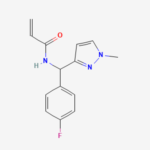 molecular formula C14H14FN3O B2920689 N-[(4-Fluorophenyl)-(1-methylpyrazol-3-yl)methyl]prop-2-enamide CAS No. 2189498-40-4