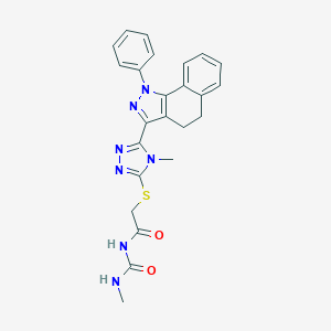 molecular formula C24H23N7O2S B292069 N-methyl-N'-({[4-methyl-5-(1-phenyl-4,5-dihydro-1H-benzo[g]indazol-3-yl)-4H-1,2,4-triazol-3-yl]sulfanyl}acetyl)urea 