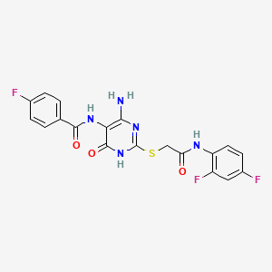 N-(4-amino-2-((2-((2,4-difluorophenyl)amino)-2-oxoethyl)thio)-6-oxo-1,6-dihydropyrimidin-5-yl)-4-fluorobenzamide