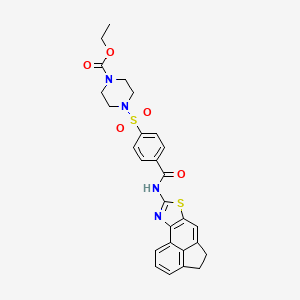 molecular formula C27H26N4O5S2 B2920693 Ethyl 4-((4-((4,5-dihydroacenaphtho[5,4-d]thiazol-8-yl)carbamoyl)phenyl)sulfonyl)piperazine-1-carboxylate CAS No. 361174-50-7