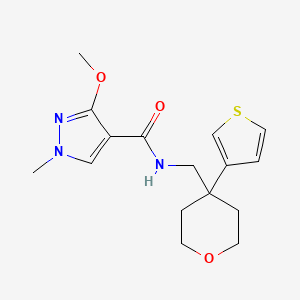 3-methoxy-1-methyl-N-((4-(thiophen-3-yl)tetrahydro-2H-pyran-4-yl)methyl)-1H-pyrazole-4-carboxamide