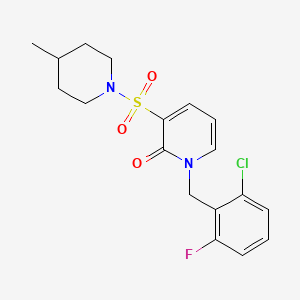 molecular formula C18H20ClFN2O3S B2920730 1-(2-chloro-6-fluorobenzyl)-3-((4-methylpiperidin-1-yl)sulfonyl)pyridin-2(1H)-one CAS No. 1251546-88-9