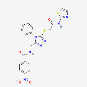 4-nitro-N-((5-((2-oxo-2-(thiazol-2-ylamino)ethyl)thio)-4-phenyl-4H-1,2,4-triazol-3-yl)methyl)benzamide