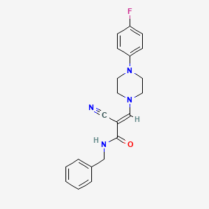 molecular formula C21H21FN4O B2920744 (E)-N-benzyl-2-cyano-3-(4-(4-fluorophenyl)piperazin-1-yl)acrylamide CAS No. 899377-34-5