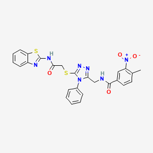 N-((5-((2-(benzo[d]thiazol-2-ylamino)-2-oxoethyl)thio)-4-phenyl-4H-1,2,4-triazol-3-yl)methyl)-4-methyl-3-nitrobenzamide