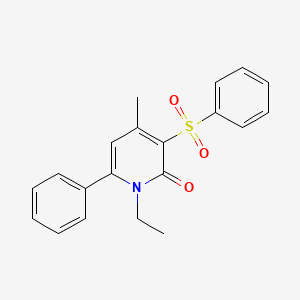 molecular formula C20H19NO3S B2920762 1-ethyl-4-methyl-6-phenyl-3-(phenylsulfonyl)-2(1H)-pyridinone CAS No. 477873-06-6