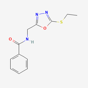 molecular formula C12H13N3O2S B2920763 N-[(5-ethylsulfanyl-1,3,4-oxadiazol-2-yl)methyl]benzamide CAS No. 920469-73-4