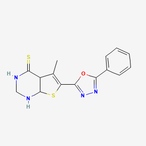 molecular formula C15H10N4OS2 B2920764 5-methyl-6-(5-phenyl-1,3,4-oxadiazol-2-yl)-3H,4H-thieno[2,3-d]pyrimidine-4-thione CAS No. 1642341-99-8