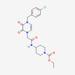ethyl 4-(2-(4-(4-chlorobenzyl)-2,3-dioxo-3,4-dihydropyrazin-1(2H)-yl)acetamido)piperidine-1-carboxylate
