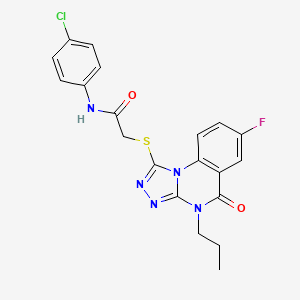molecular formula C20H17ClFN5O2S B2920766 N-(4-chlorophenyl)-2-((7-fluoro-5-oxo-4-propyl-4,5-dihydro-[1,2,4]triazolo[4,3-a]quinazolin-1-yl)thio)acetamide CAS No. 1105239-14-2