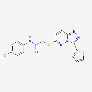 molecular formula C17H12ClN5OS2 B2920771 N-(4-chlorophenyl)-2-[(3-thiophen-2-yl-[1,2,4]triazolo[4,3-b]pyridazin-6-yl)sulfanyl]acetamide CAS No. 868966-52-3