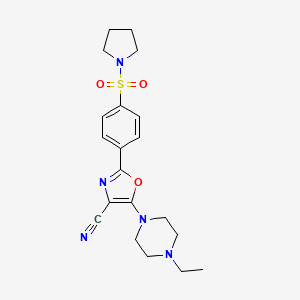 molecular formula C20H25N5O3S B2920774 5-(4-乙基哌嗪-1-基)-2-(4-(吡咯烷-1-基磺酰基)苯基)恶唑-4-腈 CAS No. 940998-70-9