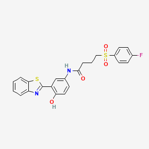 molecular formula C23H19FN2O4S2 B2920777 N-(3-(苯并[d]噻唑-2-基)-4-羟基苯基)-4-((4-氟苯基)磺酰基)丁酰胺 CAS No. 941987-51-5