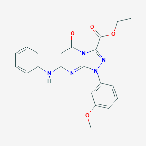 molecular formula C21H19N5O4 B292078 Ethyl 7-anilino-1-(3-methoxyphenyl)-5-oxo-1,5-dihydro[1,2,4]triazolo[4,3-a]pyrimidine-3-carboxylate 