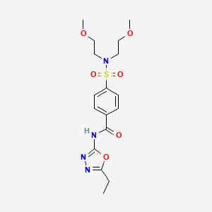 molecular formula C17H24N4O6S B2920780 4-(N,N-bis(2-methoxyethyl)sulfamoyl)-N-(5-ethyl-1,3,4-oxadiazol-2-yl)benzamide CAS No. 685837-30-3