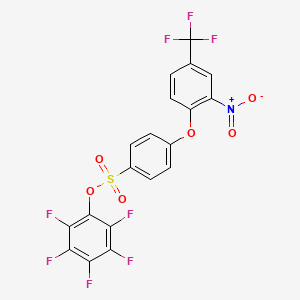 molecular formula C19H7F8NO6S B2920784 2,3,4,5,6-Pentafluorophenyl 4-[2-nitro-4-(trifluoromethyl)phenoxy]benzenesulfonate CAS No. 886361-29-1