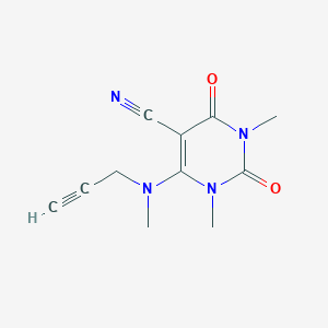 molecular formula C11H12N4O2 B2920789 1,3-Dimethyl-6-[methyl(prop-2-yn-1-yl)amino]-2,4-dioxo-1,2,3,4-tetrahydropyrimidine-5-carbonitrile CAS No. 1808684-73-2