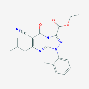 molecular formula C20H21N5O3 B292079 Ethyl 6-cyano-7-isobutyl-1-(2-methylphenyl)-5-oxo-1,5-dihydro[1,2,4]triazolo[4,3-a]pyrimidine-3-carboxylate 