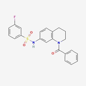 molecular formula C22H19FN2O3S B2920795 N-(1-benzoyl-1,2,3,4-tetrahydroquinolin-7-yl)-3-fluorobenzenesulfonamide CAS No. 946370-41-8