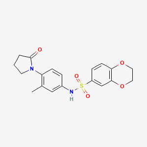 molecular formula C19H20N2O5S B2920807 N-(3-methyl-4-(2-oxopyrrolidin-1-yl)phenyl)-2,3-dihydrobenzo[b][1,4]dioxine-6-sulfonamide CAS No. 941958-35-6