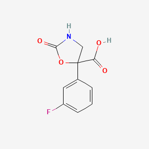 molecular formula C10H8FNO4 B2920808 5-(3-Fluorophenyl)-2-oxo-1,3-oxazolidine-5-carboxylic acid CAS No. 2248360-65-6