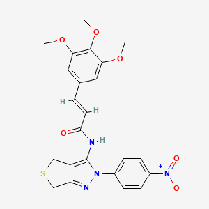 molecular formula C23H22N4O6S B2920812 (E)-N-(2-(4-nitrophenyl)-4,6-dihydro-2H-thieno[3,4-c]pyrazol-3-yl)-3-(3,4,5-trimethoxyphenyl)acrylamide CAS No. 444185-11-9