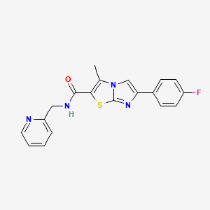 molecular formula C19H15FN4OS B2920814 6-(4-fluorophenyl)-3-methyl-N-(pyridin-2-ylmethyl)imidazo[2,1-b][1,3]thiazole-2-carboxamide CAS No. 852134-16-8
