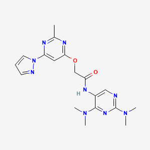 N-(2,4-bis(dimethylamino)pyrimidin-5-yl)-2-((2-methyl-6-(1H-pyrazol-1-yl)pyrimidin-4-yl)oxy)acetamide