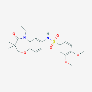 molecular formula C21H26N2O6S B2920820 N-(5-乙基-3,3-二甲基-4-氧代-2,3,4,5-四氢苯并[b][1,4]恶二杂环-7-基)-3,4-二甲氧基苯磺酰胺 CAS No. 922076-98-0