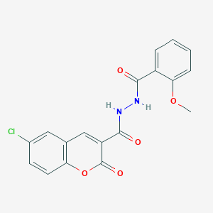 molecular formula C18H13ClN2O5 B2920824 6-chloro-N'-(2-methoxybenzoyl)-2-oxo-2H-chromene-3-carbohydrazide CAS No. 923245-08-3