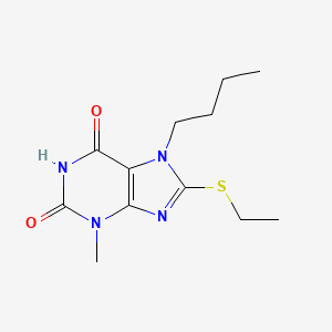 molecular formula C12H18N4O2S B2920825 7-butyl-8-(ethylthio)-3-methyl-1H-purine-2,6(3H,7H)-dione CAS No. 303968-92-5