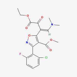 molecular formula C19H18ClFN2O6 B2920838 Methyl 3-(2-chloro-6-fluorophenyl)-5-[2-(dimethylamino)-1-(2-ethoxy-2-oxoacetyl)vinyl]-4-isoxazolecarboxylate CAS No. 1164473-36-2