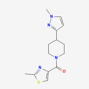 molecular formula C14H18N4OS B2920839 (4-(1-甲基-1H-吡唑-3-基)哌啶-1-基)(2-甲基噻唑-4-基)甲苯酮 CAS No. 2034201-77-7