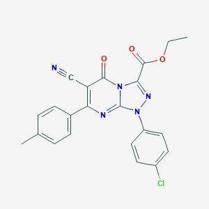 molecular formula C22H16ClN5O3 B292084 Ethyl 1-(4-chlorophenyl)-6-cyano-7-(4-methylphenyl)-5-oxo-1,5-dihydro[1,2,4]triazolo[4,3-a]pyrimidine-3-carboxylate 