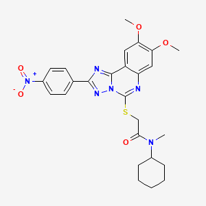 N-cyclohexyl-2-((8,9-dimethoxy-2-(4-nitrophenyl)-[1,2,4]triazolo[1,5-c]quinazolin-5-yl)thio)-N-methylacetamide
