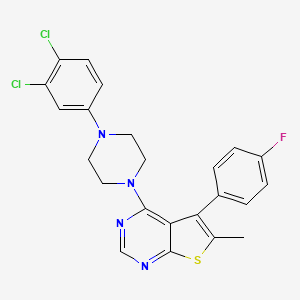 molecular formula C23H19Cl2FN4S B2920841 4-(4-(3,4-Dichlorophenyl)piperazin-1-yl)-5-(4-fluorophenyl)-6-methylthieno[2,3-d]pyrimidine CAS No. 670270-97-0
