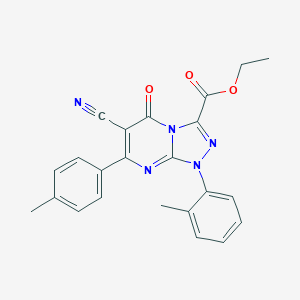 molecular formula C23H19N5O3 B292085 6-Cyano-1-(2-methylphenyl)-7-(4-methylphenyl)-5-oxo-[1,2,4]triazolo[4,3-a]pyrimidine-3-carboxylic acid ethyl ester 